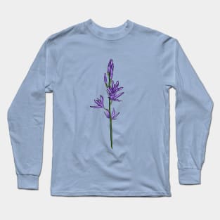 Elegant Purple Floral Long Sleeve T-Shirt